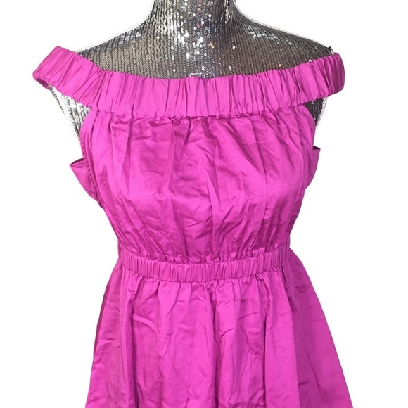 New Maeve Mona Off Shoulder Dress from Anthropologie Raw Hem Size Small Fuchsia - Picture 3 of 7